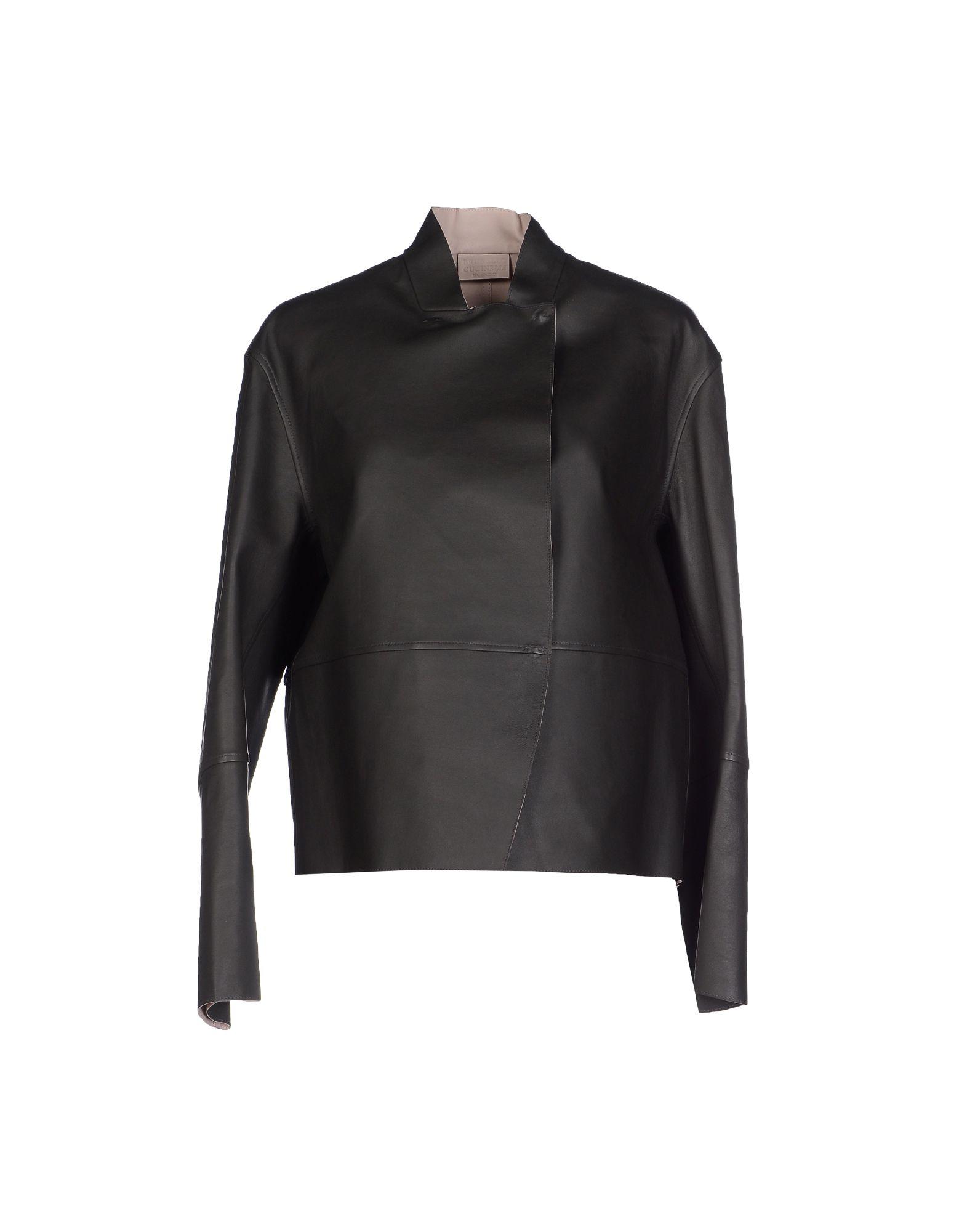 Brunello Cucinelli Leather Jacket In Lead | ModeSens
