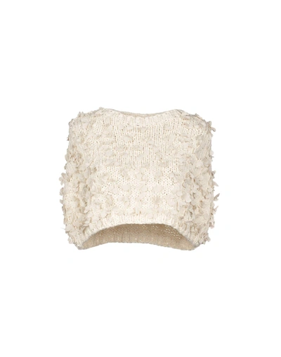 Shop Brunello Cucinelli Woman Capes & Ponchos Ivory Size M Cotton, Linen In White
