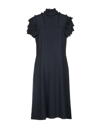 Shop Prada Knee-length Dress In Dark Blue