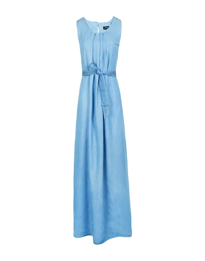 Shop Armani Jeans Long Dresses In Blue