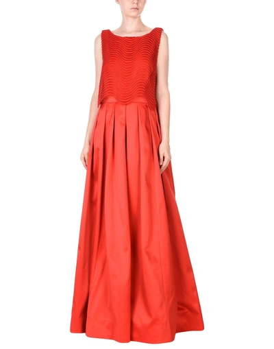 Shop Badgley Mischka Long Dress In Red