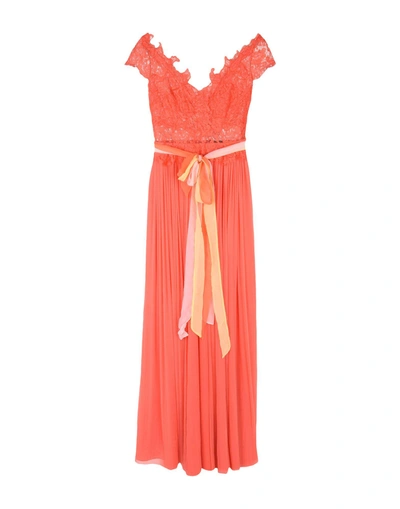 Shop Rhea Costa Long Dresses In Coral
