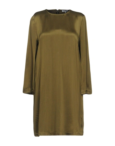 Shop Ganni Short Dress In Military Green