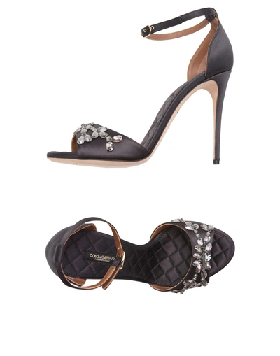 Shop Dolce & Gabbana Woman Sandals Steel Grey Size 7.5 Viscose, Silk