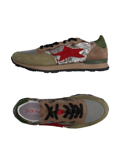 Shop Ishikawa Sneakers In Khaki