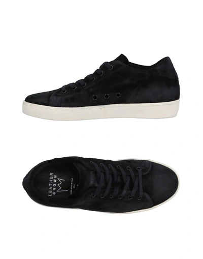 Shop Leather Crown Sneakers In Black