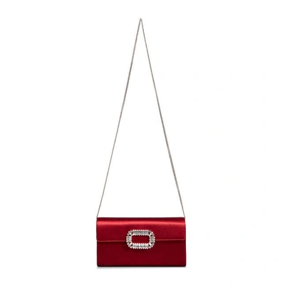 Shop Roger Vivier Sexy Choc Buckle Enveloppe Flap In Satin In Red