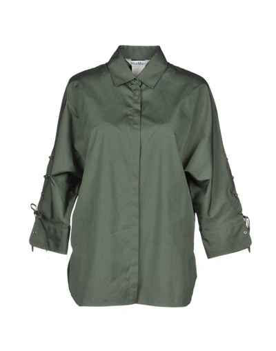 Shop Max Mara Solid Color Shirts & Blouses In Military Green