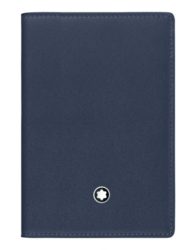 Shop Montblanc Business Card Holder Document Holder Blue Size - Cowhide