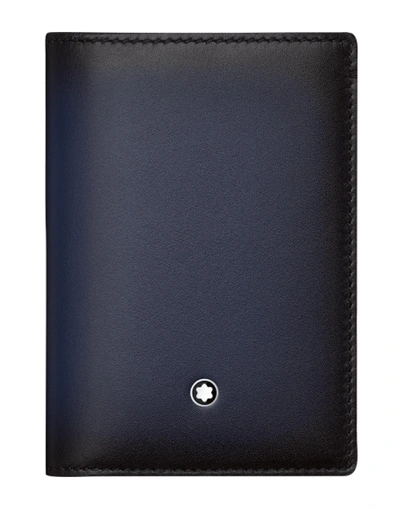 Shop Montblanc Business Card Holder With Gusset Document Holder Midnight Blue Size - Calfskin