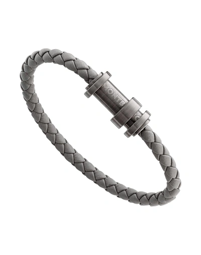 Shop Montblanc Meisterstück Bracelet Man Bracelet Grey Size 26.7 Soft Leather, Steel