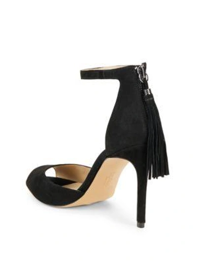 Shop Botkier Anna Tasseled Suede Stiletto Sandals In Black