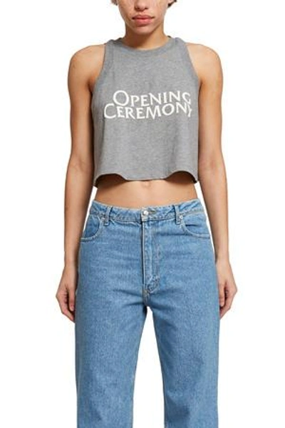 Shop Opening Ceremony Cropped Logo Tank In Black