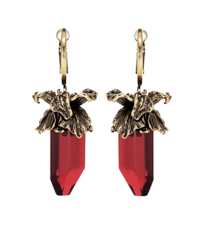 Shop Alexander Mcqueen Iris Pendant Earrings In Red