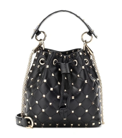 Shop Valentino Garavani Rockstud Spike Bucket Bag In Black