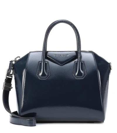 Shop Givenchy Antigona Small Patent Leather Tote In Blue