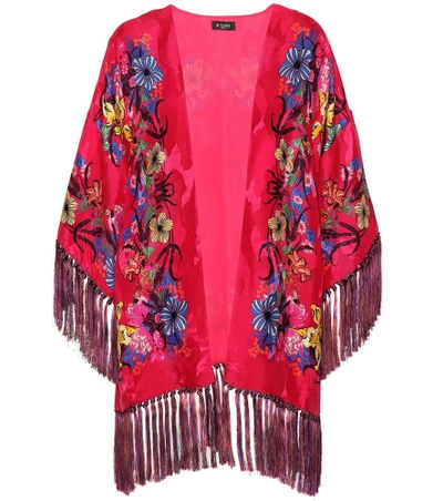 Shop Etro Floral Jacquard Kimono Jacket In Pink
