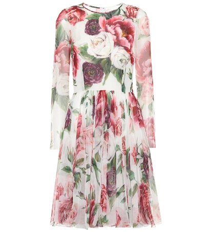 Shop Dolce & Gabbana Floral-printed Silk Dress In Multicoloured