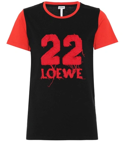 Shop Loewe Cotton Varsity T-shirt In Black