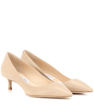 Shop Jimmy Choo Romy 40 Patent Leather Pumps In Neutrals