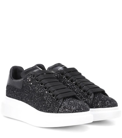 Shop Alexander Mcqueen Glitter Platform Sneakers In Black