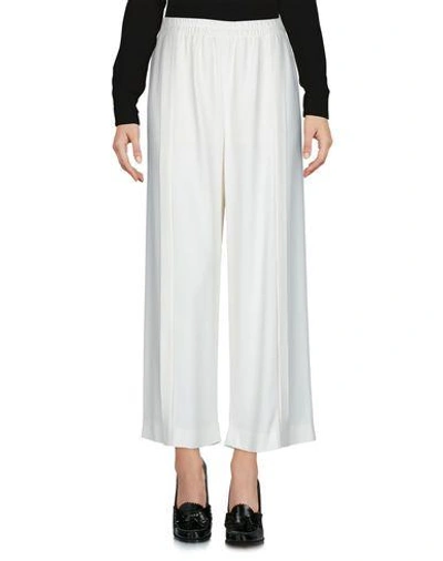 Shop Helmut Lang Cropped Pants & Culottes In Ivory