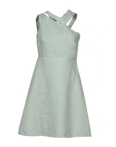 Shop Valentino Garavani Woman Short Dress Light Green Size 8 Linen