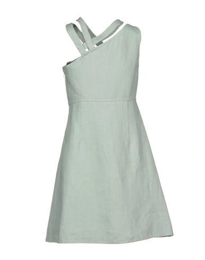 Shop Valentino Garavani Woman Short Dress Light Green Size 8 Linen
