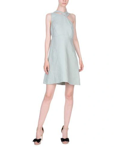 Shop Valentino Garavani Woman Short Dress Light Green Size 8 Linen