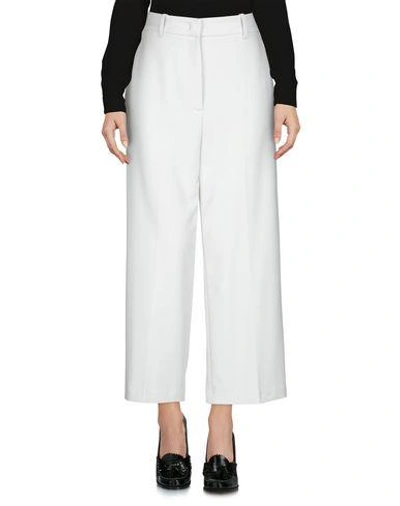 Shop Pinko Cropped Pants In Ivory