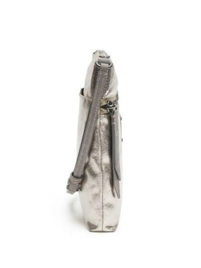 Shop Frye Ivy Metallic Crossbody Bag In Pewter