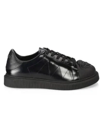 Shop Versace Medusa Leather Nyx Trainers In Black