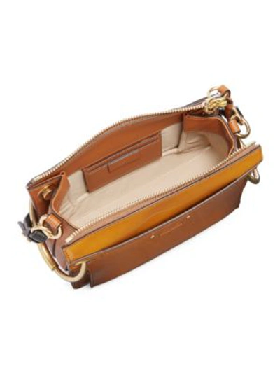 Shop Chloé Small Roy Gusset Glossy Leather Bag In Caramel