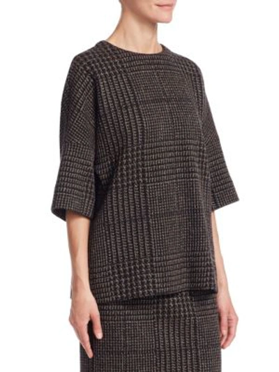 Shop Akris Punto Houndstooth Jacquard Sweater In Black Taupe
