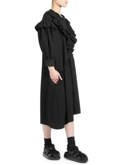 Shop Simone Rocha Asymmetrical Ruffled Dress In Black