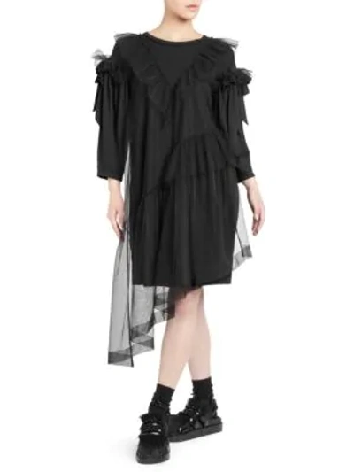 Shop Simone Rocha Tulle Ruffled Tee Dress In Black