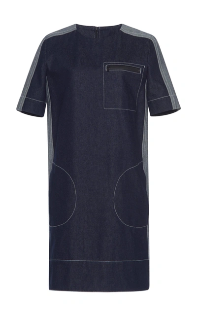 Shop Marni Short Sleeve Dress In Blue