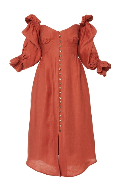 Shop Cult Gaia Simona Off-the-shoulder Midi Dress In Orange