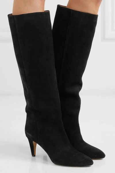 Shop Isabel Marant Latsen Suede Knee Boots In Black