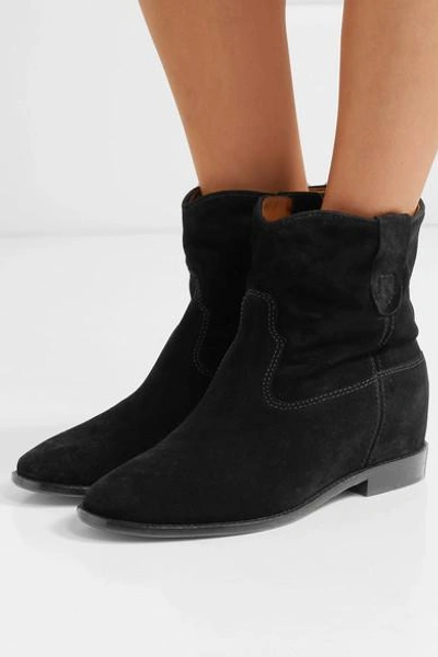 Shop Isabel Marant Étoile Crisi Suede Ankle Boots In Black