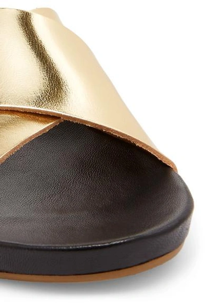 Shop Atp Atelier Doris Metallic Leather Slides In Gold