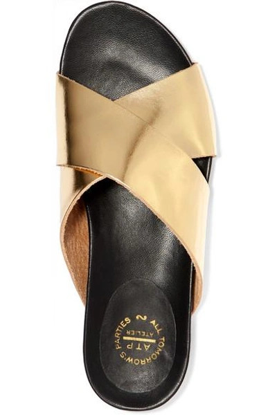 Shop Atp Atelier Doris Metallic Leather Slides In Gold