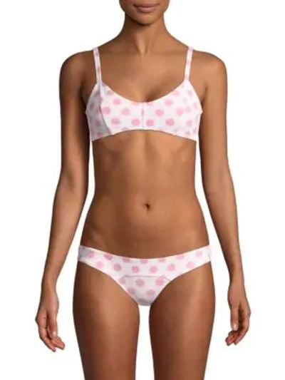 Shop Lisa Marie Fernandez Crepe Polka Dot Bikini In Pink