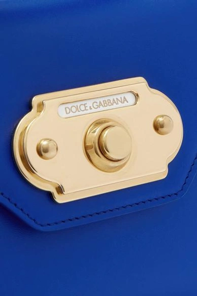 Shop Dolce & Gabbana Welcome Small Leather Tote In Blue