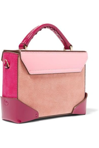 Shop Manu Atelier Bold Color-block Suede And Leather Shoulder Bag In Pink