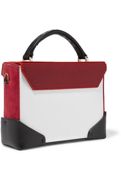 Shop Manu Atelier Bold Micro Color-block Leather And Suede Shoulder Bag In White