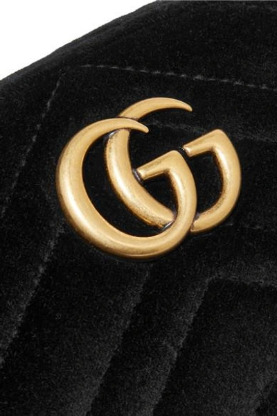 Shop Gucci Gg Marmont Quilted Velvet Belt Bag In Black