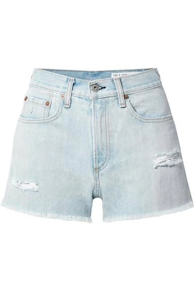 Shop Rag & Bone Justine Distressed Denim Shorts In Light Denim