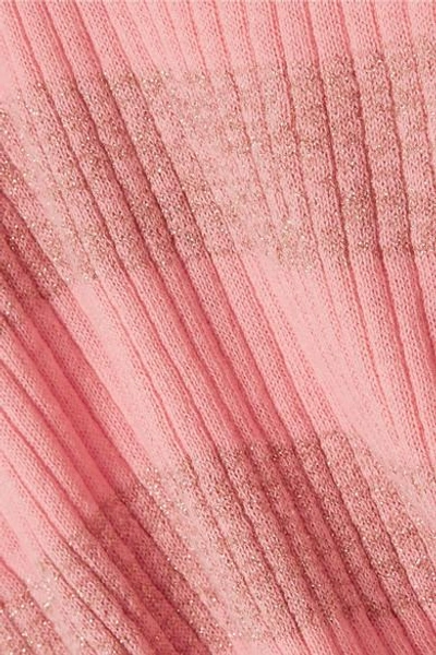 Shop Stine Goya Pablo Striped Ribbed Cotton-blend Top In Pink