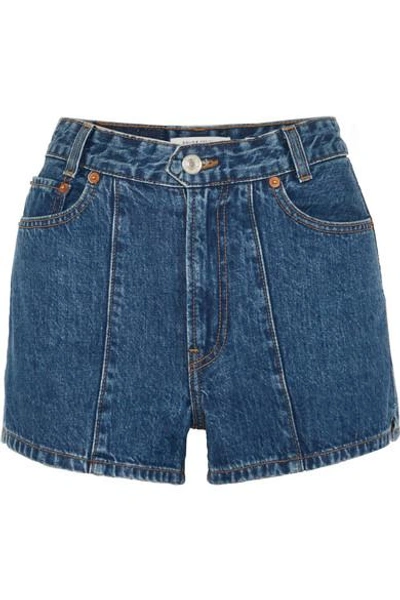 Shop Solid & Striped + Re/done The Venice Denim Shorts In Mid Denim